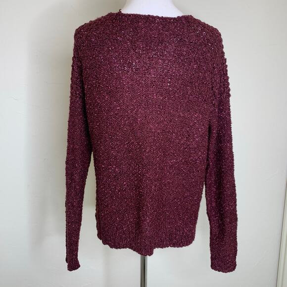 Burgundy Textured Scoop Neck Sweater Medium - Picture 2 of 7
